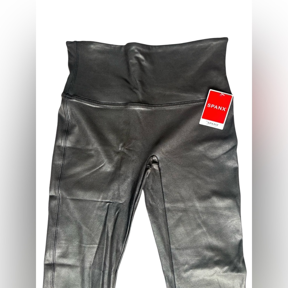SPANX Spanxshape Black Faux Leather Leggings Size L - Picture 3 of 5